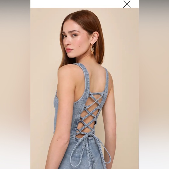 NWT Lulu's Denim Midi Dress - Picture 4 of 4